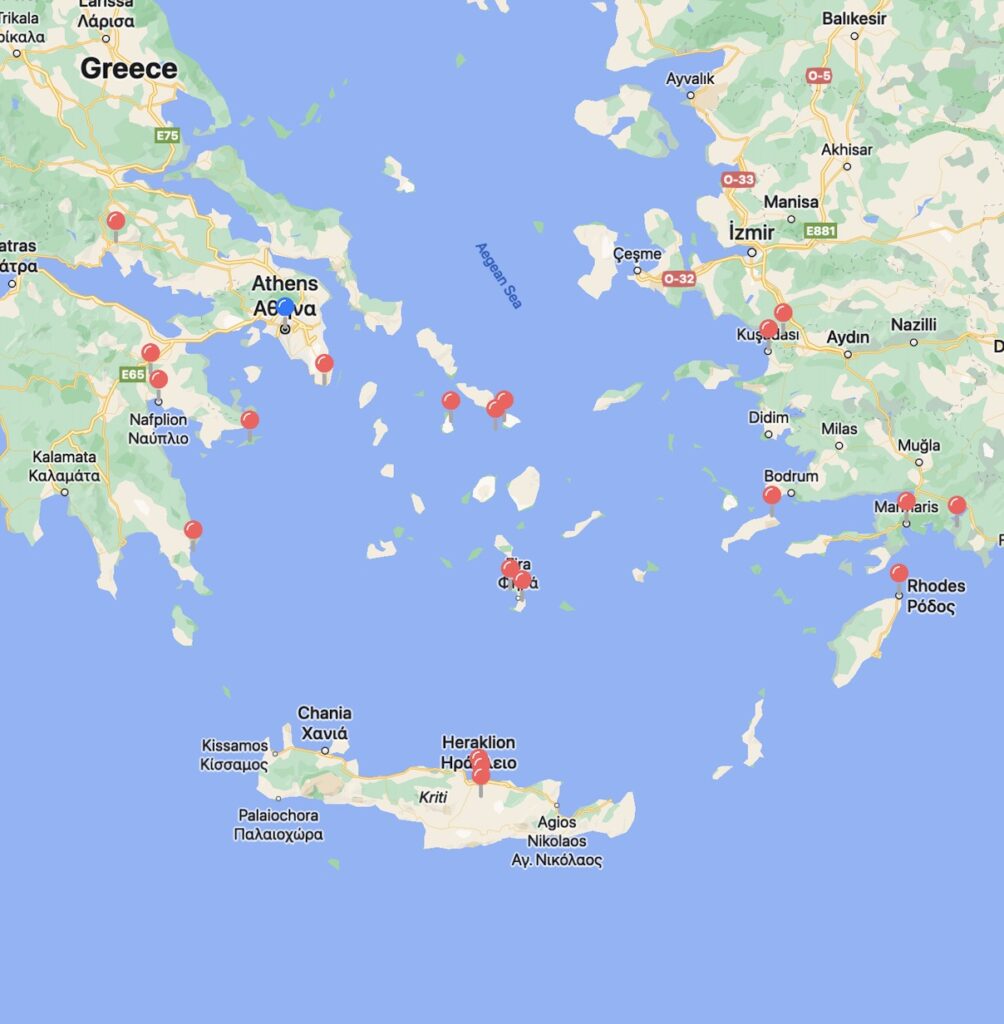 Pin Traveler Map of Greek Trip